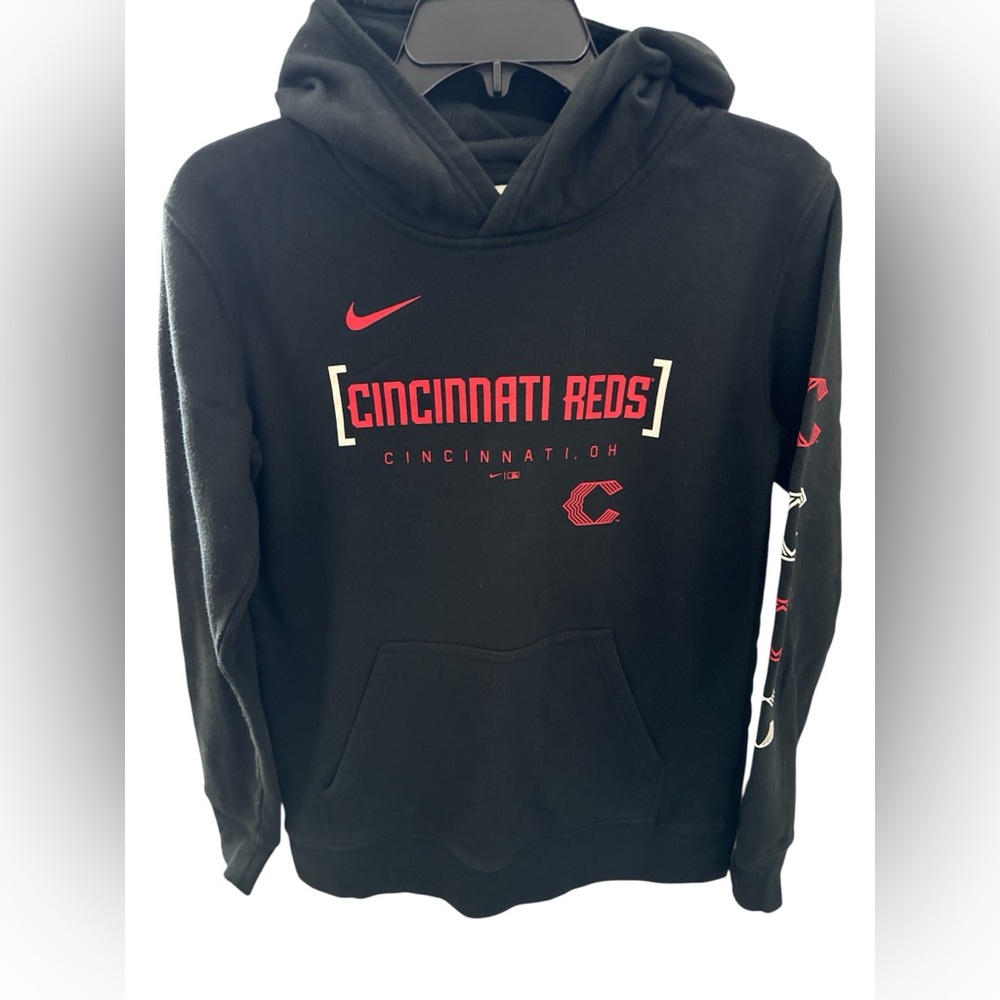 Nike Cincinnati Reds Black Hoodie Youth Lg. 14-16 Like New
